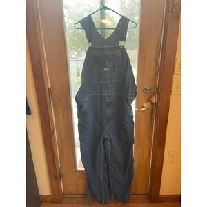 Liberty Overalls Denim Workwear Carpenter Bib Green‎ Trim Pockets 44x30